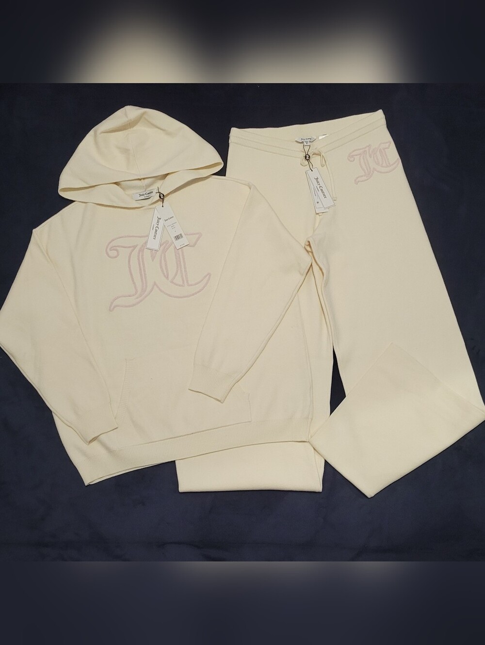 Juicy Couture Angel Embroidered Oversized Hoodie & Wide Leg Knit Pant - M